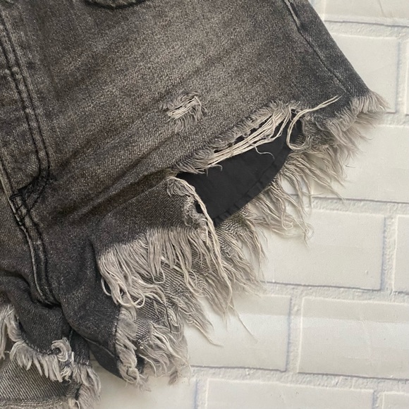 Free People We The Free Gray Faded Denim Cutoff Jean Shorts - Picture 3 of 8